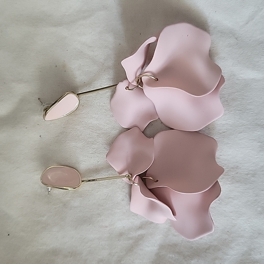 Pink petal earrings